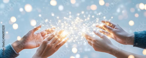 Hands Holding Glowing Network Connection
