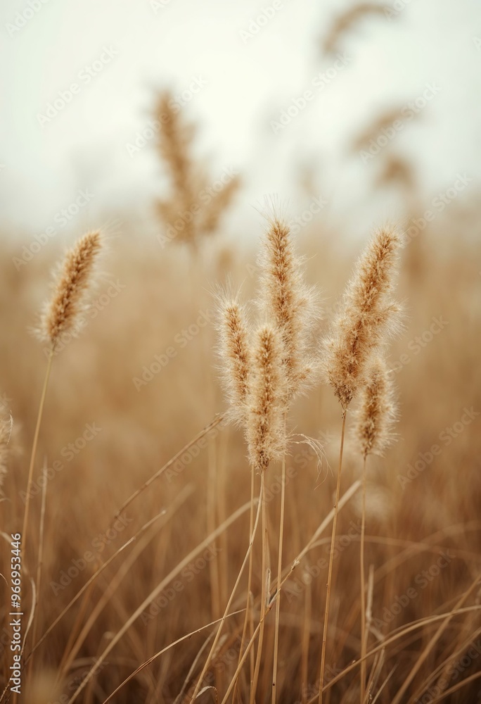 Golden Grass in Autumn Field. Nature Background with Soft Sunlight. Golden Grass in Autumn Field. Nature Background with Soft Sunlight.
