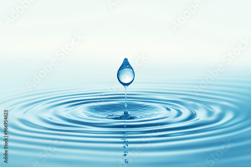 World Water Day concept with a clean water drop and blue water ripples design. Environment and ecology theme photo