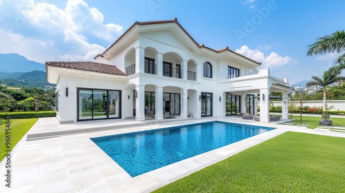 Elegant Two-Story European Style Villa in Shenzhen's Nanshan District with Modern Design Elements and Breathtaking Mountain Scenery