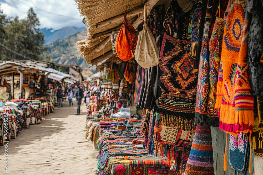 Naklejka premium Local market with traditional crafts
