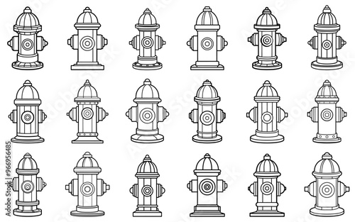 ПечаFire hydranFire hydrant icon. Set of fire hydrant icons isolated on white background. Vector illustration