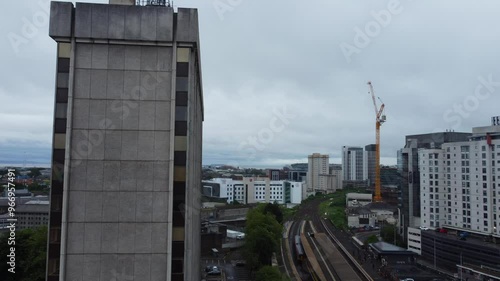 Wallpaper Mural High Angle View of Cardiff City Centre and Buildings. The Capital City of Wales and Eleventh Largest City of United Kingdom, Aerial Footage Was Captured During Rainy and Cloudy Day of May 28th, 2024 Torontodigital.ca