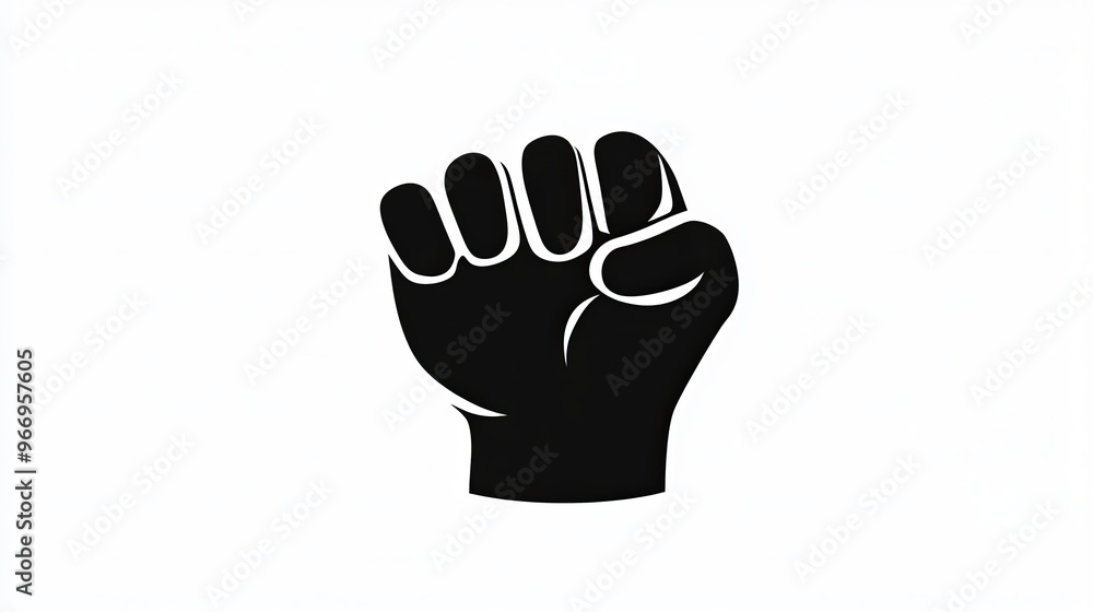 A simple black and white logo of a fist, against a white background. A simple black and white logo of a fist, against a white background.