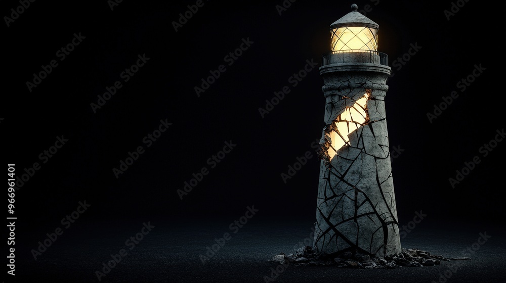 Cracked Lighthouse in Darkness Cracked Lighthouse in Darkness