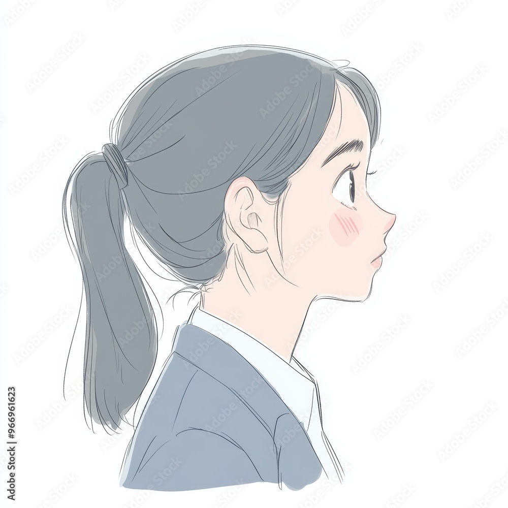 A stylish woman in a suit radiates joy and love in her workplace, illustrated in a charming webtoon style. A stylish woman in a suit radiates joy and love in her workplace, illustrated in a charming webtoon style.