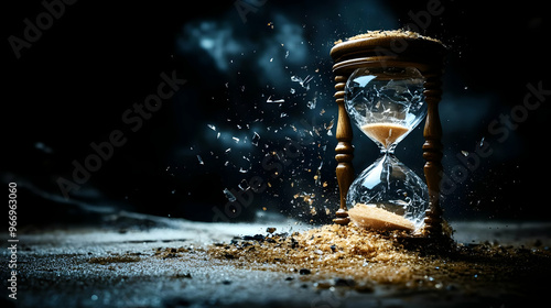 An hourglass shattering, sy...
