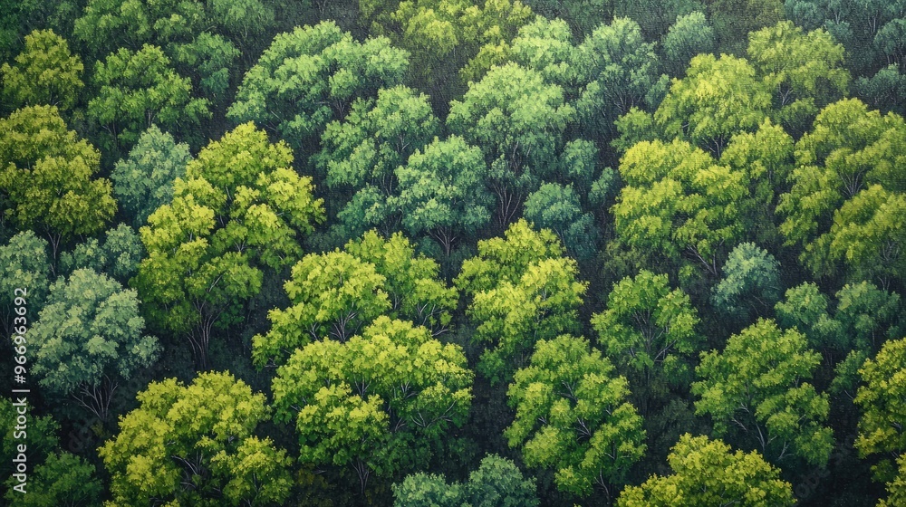 Aerial view oil painting showcasing a vibrant mixed forest with lush green deciduous trees emphasizing themes of conservation and the importance of natural reforestation Aerial view oil painting showcasing a vibrant mixed forest with lush green deciduous trees emphasizing themes of conservation and the importance of natural reforestation