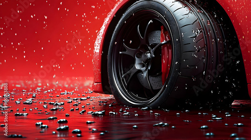 Close-up of a car tire on a...