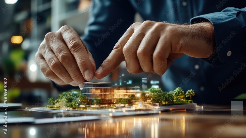Architect Designing City Model. Architect Designing City Model.