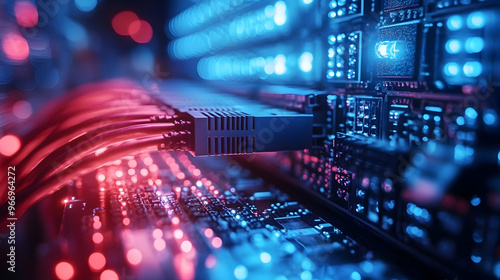 Close-up of a server with i...