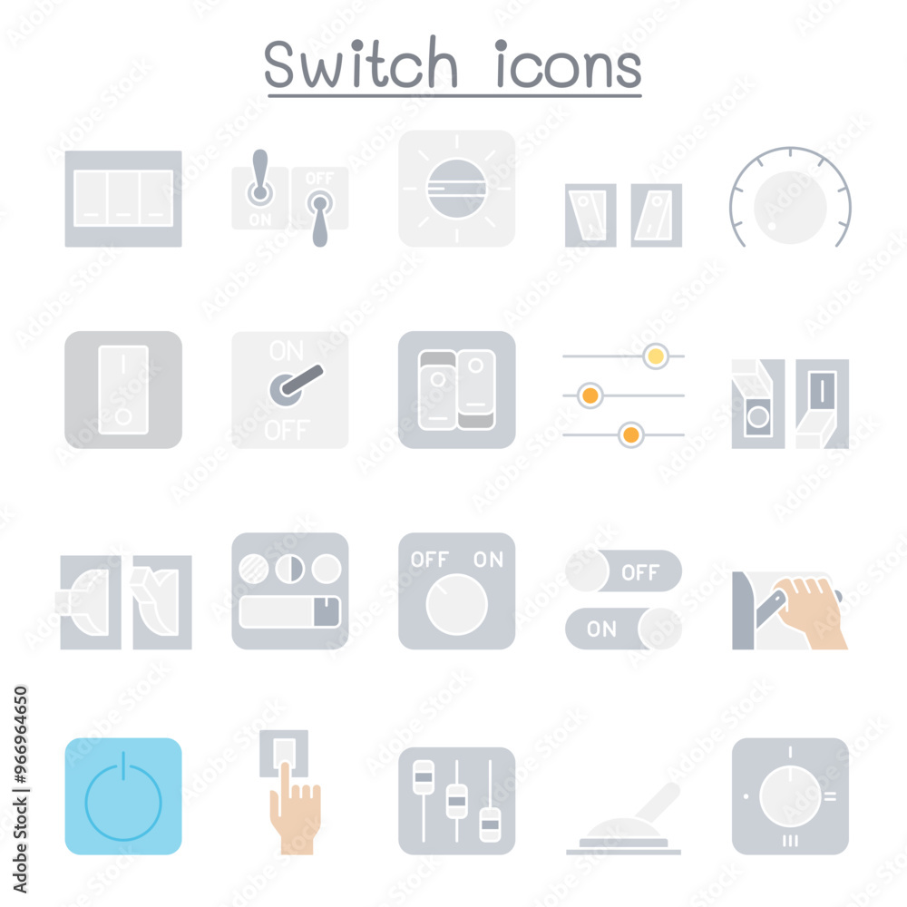 Switch icon set in flat color style Switch icon set in flat color style