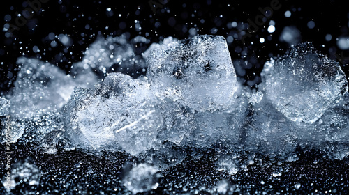 Close-up of ice cubes with ...