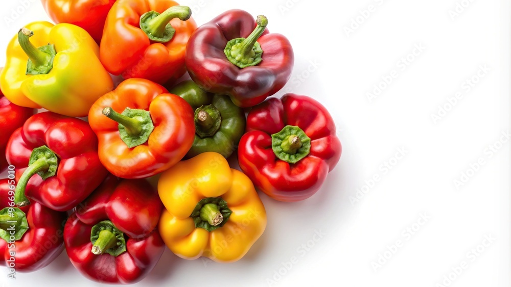 Sweet red and yellow bell peppers isolated on white background Sweet red and yellow bell peppers isolated on white background