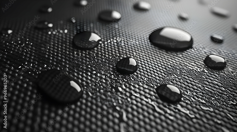 Close-up of water droplets on a textured surface, highlighting reflections and details. Close-up of water droplets on a textured surface, highlighting reflections and details.