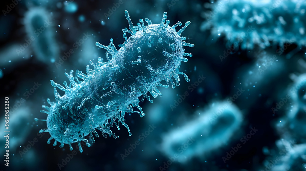Fototapeta premium Close-up view of bacteria showcasing their structure and details.