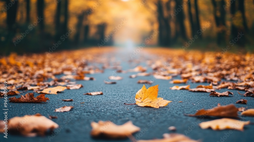 Autumn Path with Single Leaf. Autumn Path with Single Leaf.