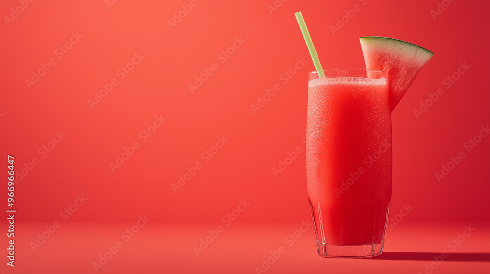 glass of watermelon juice on a red background glass of watermelon juice on a red background