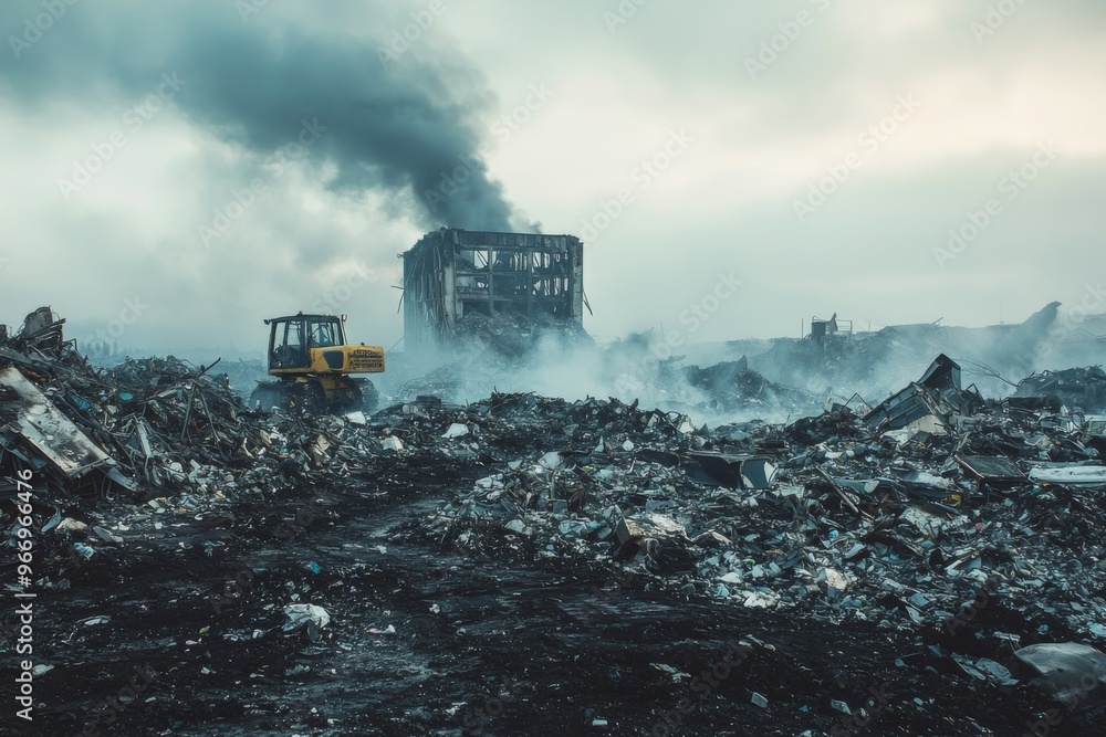 Fototapeta premium Waste landfill illustration created with Generative AI