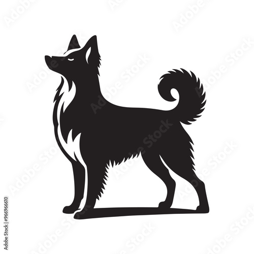 luna dog Silhouette Vector with white background