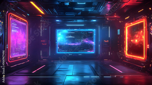 Futuristic digital environm...