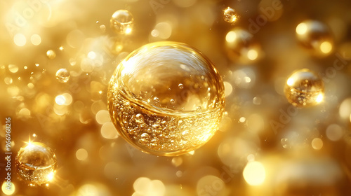 Golden bubbles suspended in...