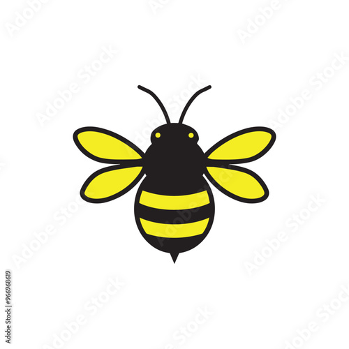 Queen bee isolated - Cute Bee Clipart - Bee Insect Vector Illustration 