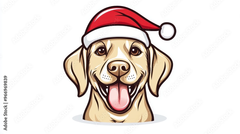 Cute Labrador Retriever Dog Wearing Santa Hat Cute Labrador Retriever Dog Wearing Santa Hat