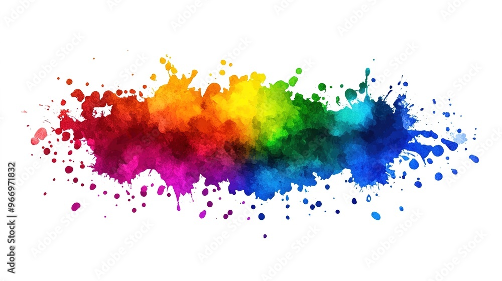 Obraz premium An abstract creative background featuring rainbow colors with watercolor splashes on a white background. The image showcases vibrant and fluid color transitions, creating a dynamic and artistic effect