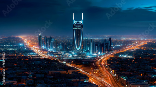 Night view of a futuristic ...