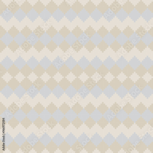 Neutral Colour Argyle Fair Isle Seamless Pattern Design