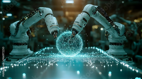 Robotic arms interacting wi...