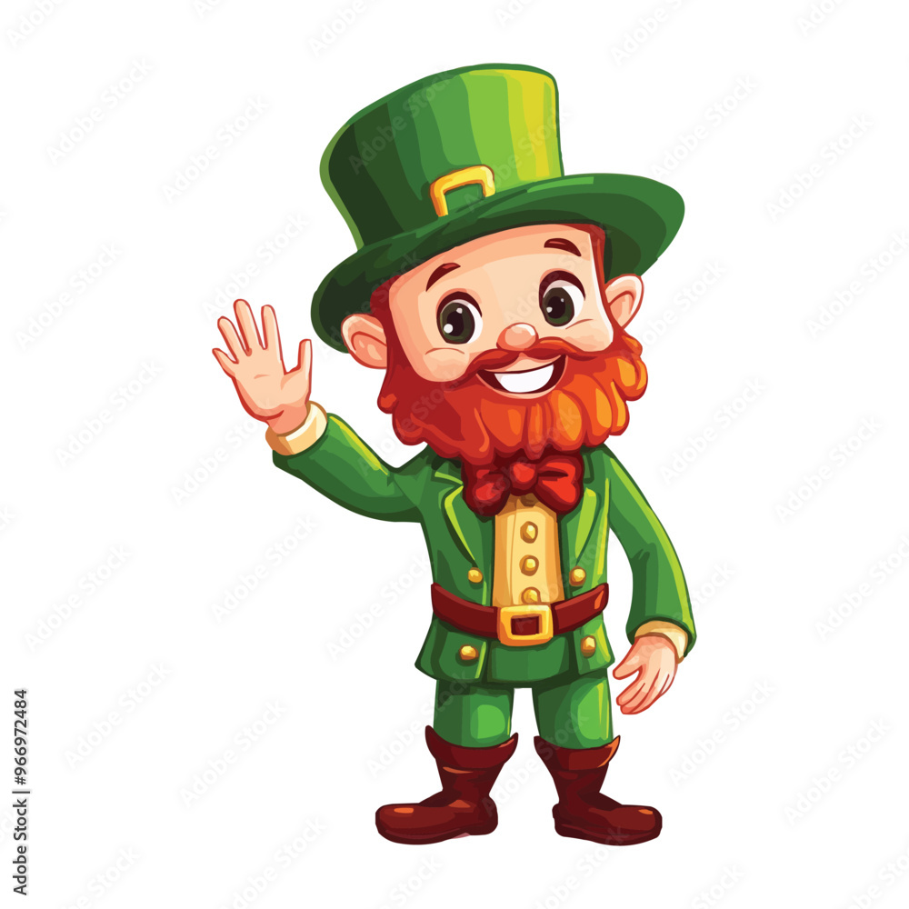 Cute cartoon leprechaun with a red bow tie and green suit Cute cartoon leprechaun with a red bow tie and green suit