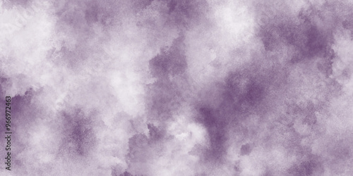 Grunge white clouds on purple canvas or texture, dark purple watercolor texture with fogg and clouds, smooth wallpaper, paper pink smoke and cloudy stains.