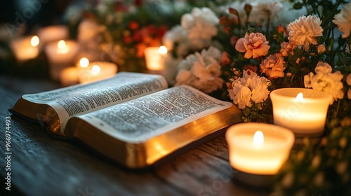 All Saints' Day concept with Bible photo