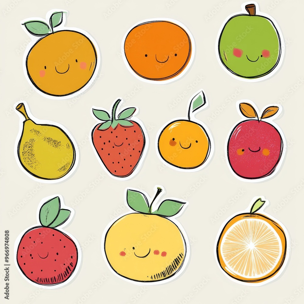 Whimsical fruit illustrations available as png stickers. Whimsical fruit illustrations available as png stickers.