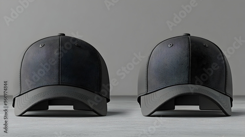 Two identical black basebal...
