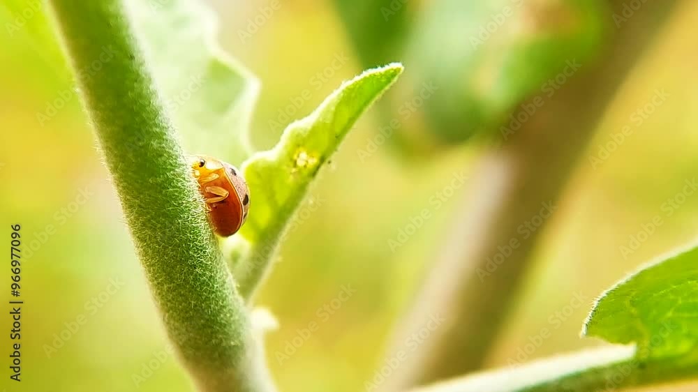 Coccinella transversalis, commonly known as transverse ladybug. Macro videography