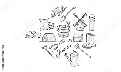 farming handdrawn collection