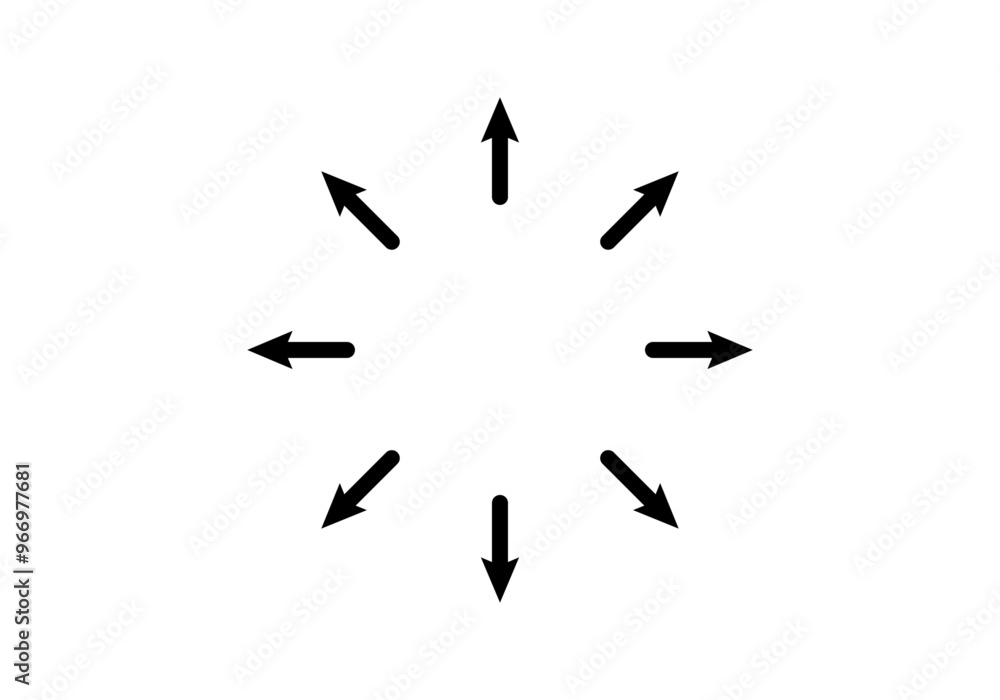 Icono negro de flechas en círculo de expansión Icono negro de flechas en círculo de expansión