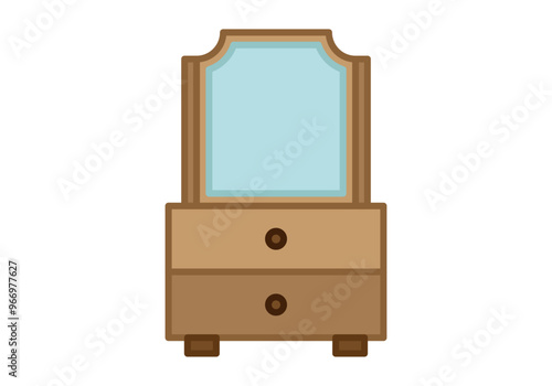 Mueble o cómoda de madera con espejo de habitación