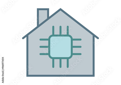 Icono de casa con chip representando la domótica 