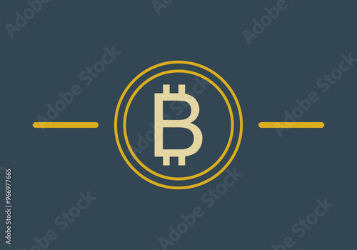 Fondo azul oscuro de moneda de bitcoin con trazos dorados