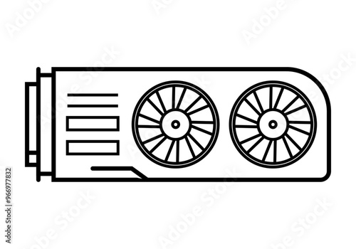 Icono negro de tarjeta gráfica para ordenador