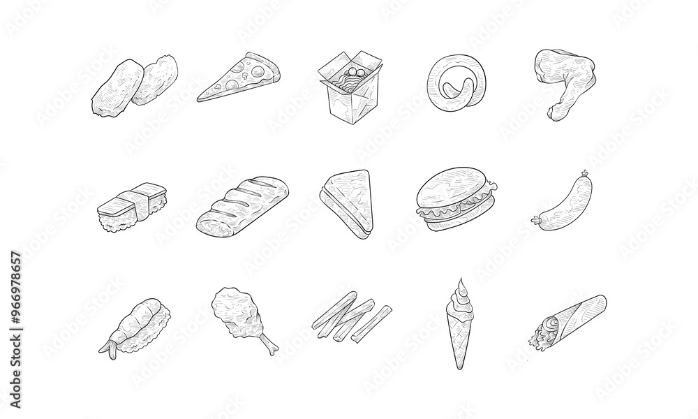 fast food handdrawn collection fast food handdrawn collection