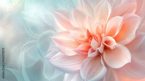 Pastel dahlia close-up with soft petals, serene atmosphere. Floral beauty and tranquility concept