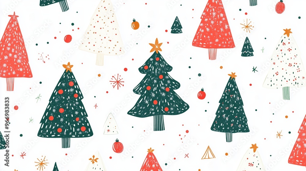 risograph printing illustrator a seamless pattern with cute Christmas trees for festive packaging design risograph printing illustrator a seamless pattern with cute Christmas trees for festive packaging design