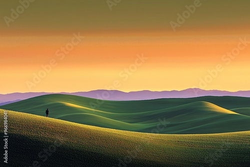 A serene scene unfolds as a sunset casts gentle colors over a still lake, capturing the essence of tranquility.