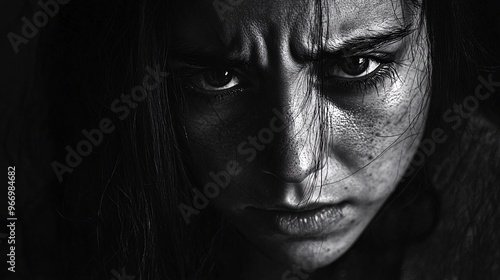 A striking image showcases the intense emotions of individuals confronting an ominous void, encapsulating a moment filled with tension. photo