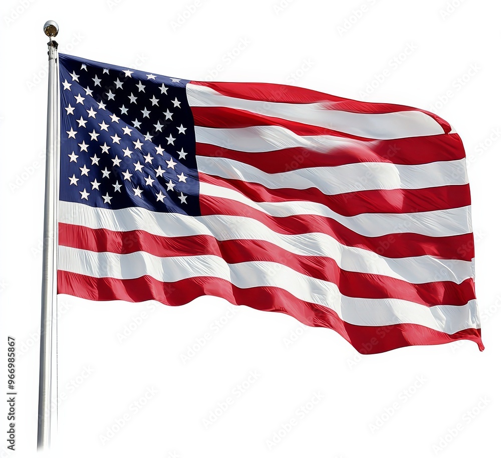 Fototapeta premium American flag in white PNG, a representation of liberty.